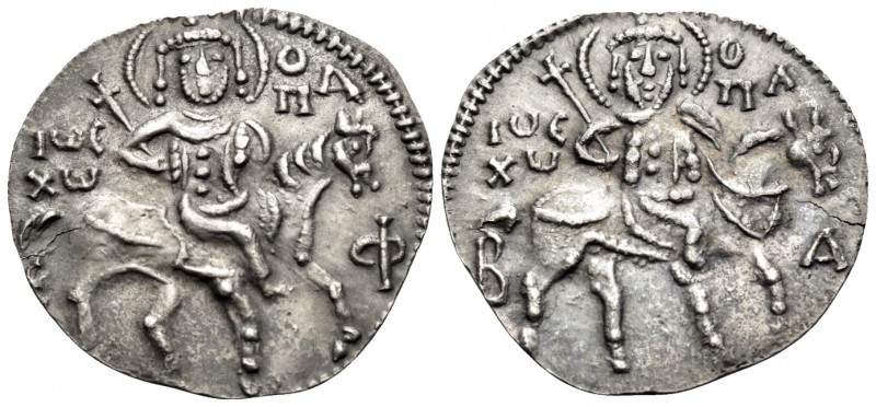 John V Palaeologus, with John VI, 1341-1391. Basilikon (Silver, 18 mm, 1.07 g, 1...