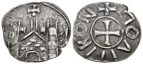 John V Palaeologus, 1341-1391. Tornese (Billon, 15 mm, 0.57 g, 7 h), an example of the anonymous "Politikon" coinage, Constantinople, c. 1320-1350. +Π...