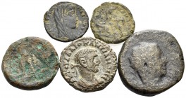 MISCELANIA. Circa 4th century BC - 4th century AD. (Bronze, 33.67 g). A lot of Five (5) coins including 2 Roman imperial, 2 Roman provincial including...