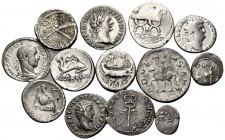 ROMAN REPUBLICAN & IMPERIAL. Circa 2nd century BC - 3rd century AD. (Silver, 38.10 g). A lot of Thirteen Silver coins, denarii and quinarii, containin...