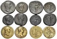 ROMAN IMPERIAL. Circa 1st-2nd century. (Orichalcum, 60 g). A fine Lot of Six orichalcum or copper coins, including 2 Dupondii of Vespasian, a Sesterti...
