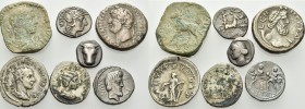 GREEK & ROMAN. Circa 5th century BC - 3rd century AD. (35.00 g). Lot of seven (7) Miscellaneous Ancient Coins, 6 in silver and 1 in bronze. About very...