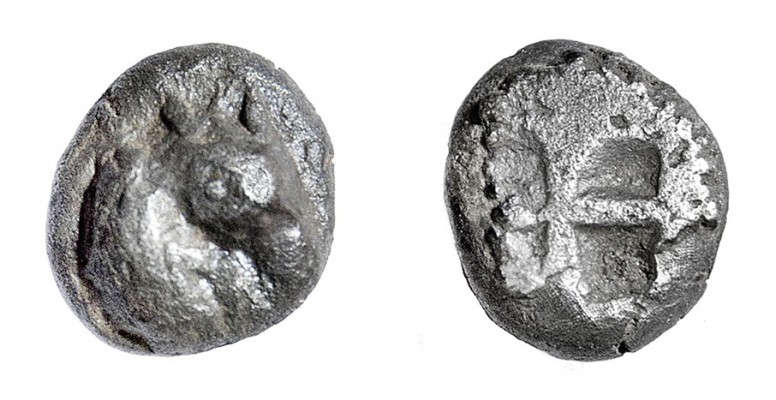Tetróbolo focense (515-500 a.C.). Tipo tesoro Auriol. A/ ¿Cabeza de caballo a de...