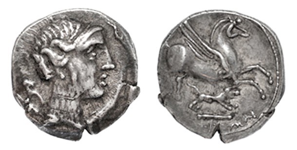 EMPORION. Dracma (principios del s. II a.C.). A/ Cabeza de Diana a der. con carc...