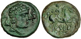 AREIKORATICOS-AREKORATAS, Ágreda (Soria). Unidad. AE 10,8 g. I-120. CNH-272/15. Bonita pátina verde irregular por leves erosiones. MBC+.
