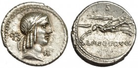 CALPURNIA. Denario. Roma ( 90-89 d.C.). R/ Ley.: L. PISO FRVGI. FFC-311. SB-669b. EBC-.