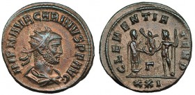 CARINO. Antoniniano. Cyzicus. G en el campo. R/ Ley: CLEMENTIA TEMP. RIC-324. EBC. Ex C. Dattari.