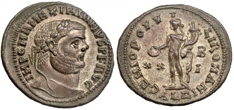 MAXIMIANO. Follis. Alejandría (301). Marcas: XX-BI en el campo. R/ Ley.: GENIO P...