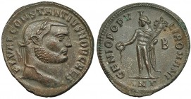 CONSTANCIO I. Follis. Antioquía (299-300). Marca: B en el campo. R/ Ley.: GENIO POPVLI ROMANI. RIC-53a. EBC-/EBC. Ex C. Dattari.