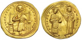 ROMANO III. Histamenon nomisma. Constantinopla (1028-1034). A/ Crusto entronizado de frente. R/ La Virgen coronando al emperador. SBB-1819. EBC/EBC-.