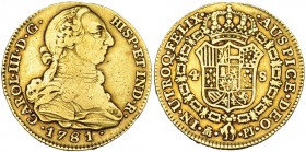 4 escudos. 1781. Madrid. PJ. VI-1465. MBC-/MBC. Escasa.