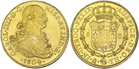 8 escudos. 1804. México. TH. VI-1341. Finísimas rayitas en el anv. EBC/EBC+.