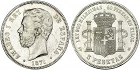 5 pesetas. 1871 *18-71. Madrid. SDM. VII-32. EBC.