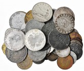 Colección de monedas falsas de época a nombre de Felipe III a Alfonso XIII. 4 escudos (2), 2 escudos, 1/2 escudo, 8 reales (9), duro, módulo 1/2 duro ...