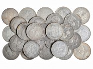 Colección de 30 monedas de 5 pesetas diferentes. 1870-1898. Todas con estrella. 1870, 1871 *74 y 75, 1875, 1877, 1878 DEM y EMM, 1878, 1881, 1882 y 18...