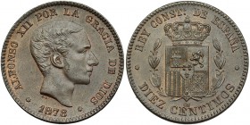 10 céntimos. 1878. Barcelona. OM. VII-456. R.B.O. EBC+.