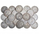 Colección de 28 monedas de 5 pesetas. 1870 a 1898, solo uno repetido. Todas con estrella. 1870, 1871 *18-74 y 75, 1875, 1876, 1877, 1878 DEM y EMM, 18...