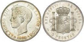 5 pesetas. 1898 *18-98. Madrid. SGV. VII-190. Pequeñas marcas. B.O. SC.