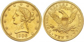 ESTADOS UNIDOS DE NORTEAMÉRICA. 10 dólares. 1906. D. Y-102. EBC+.