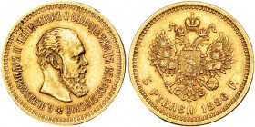 RUSIA. Alejandro III. 5 rublos. 1886. AG. Y-42. MBC+.