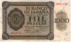 1000 pesetas. 11-1936. Serie B. ED-D24a. Sin restaurarar. BC+.