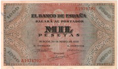 1000 pesetas. 5-1938. Serie A. ED-D35. Sin restaurar. MBC+.