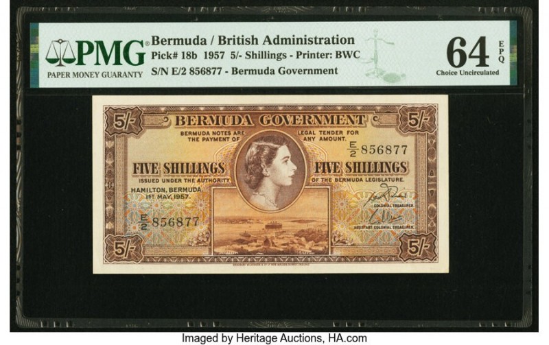 Bermuda Bermuda Government 5 Shillings 1.5.1957 Pick 18b PMG Choice Uncirculated...