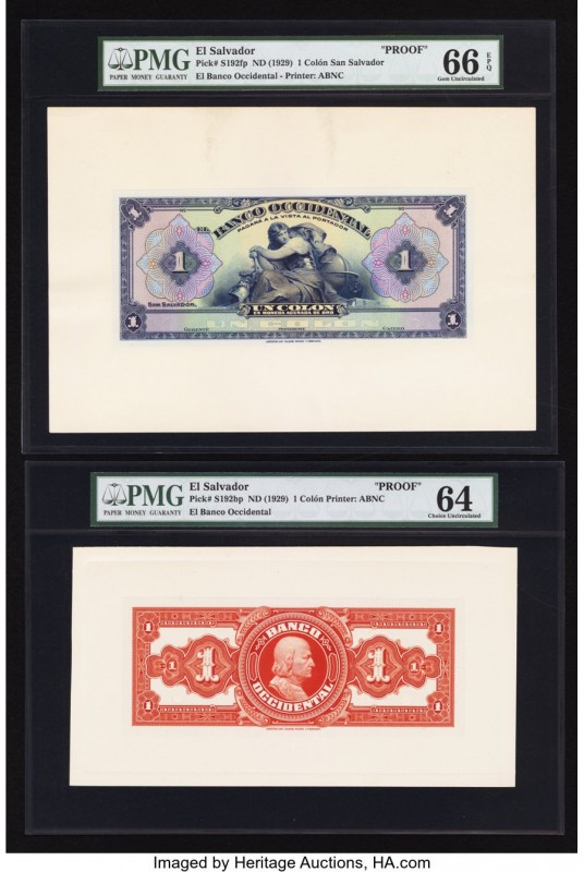 El Salvador Banco Occidental 1 Colon ND (1929) Pick S192fp; S192bp Front and Bac...