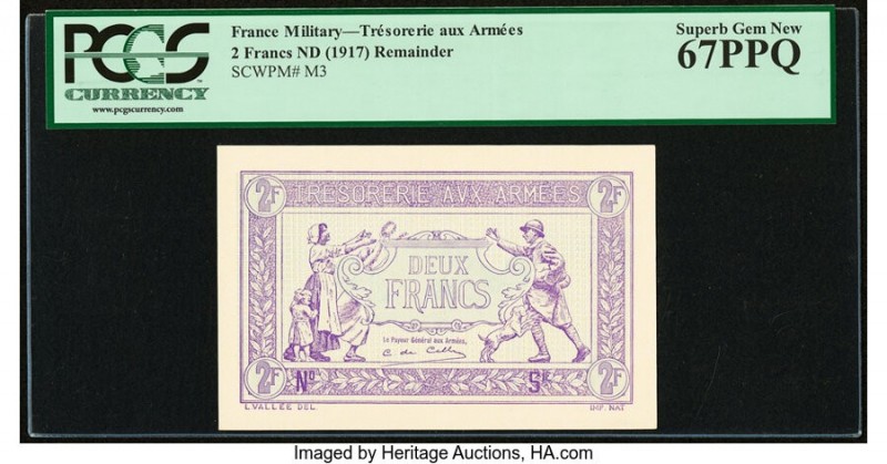 France Tresorerie Aux Armees 2 Francs ND (1917) Pick M3 Remainder PCGS Currency ...