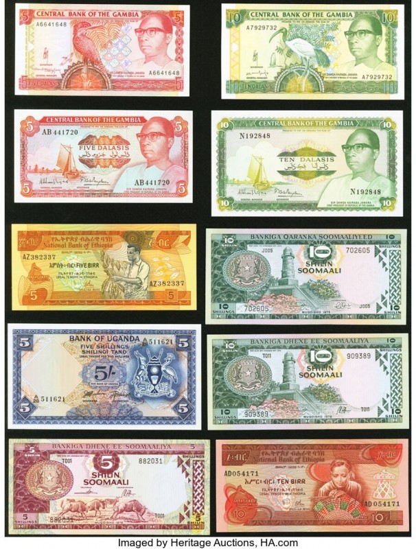 World (Gambia, Uganda, Zaire) Group Lot of 17 Examples About Uncirculated-Crisp ...