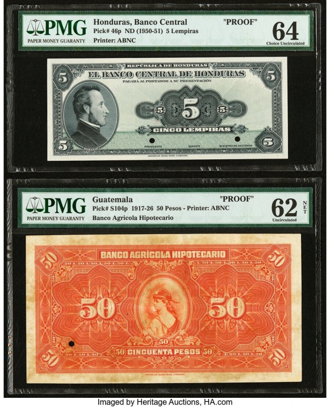 Guatemala Banco Agricola Hipotecario 50 Pesos ND (1917-26) Pick S104p Back Proof...