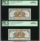 Haiti Banque de la Republique d'Haiti 1 Gourde 1979 (ND 1980-82) Pick 230Aa Two Consecutive Examples PCGS Currency Gem New 66PPQ (2). 

HID09801242017...