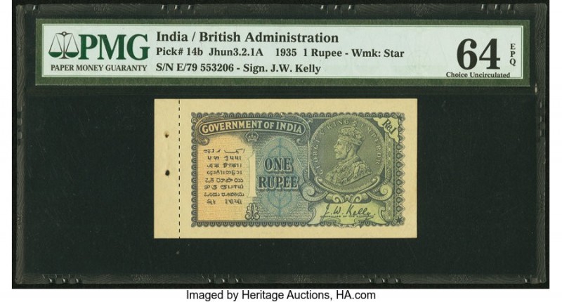 India Government of India 1 Rupee 1935 Pick 14b Jhun3.2.1A PMG Choice Uncirculat...