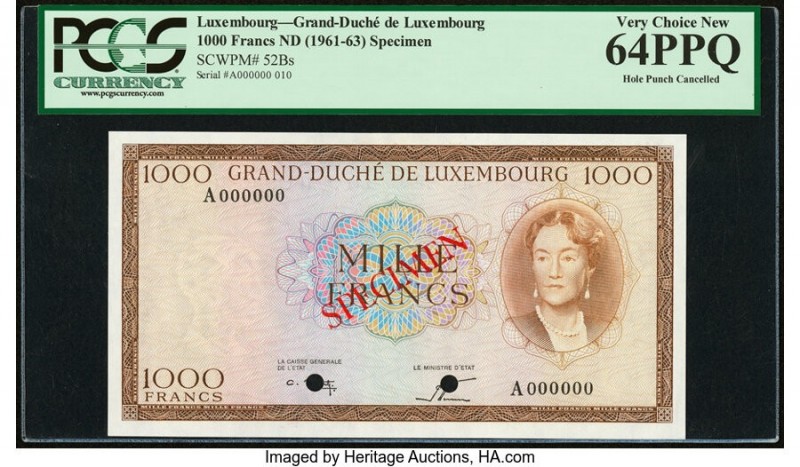 Luxembourg Grand Duche de Luxembourg 1000 Francs ND (1961-63) Pick 52Bs Specimen...