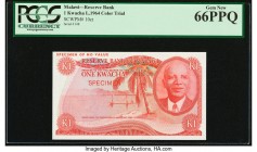 Malawi Reserve Bank of Malawi 1 Kwacha 1964 (ND 1973-75) Pick 10cts Color Trial Specimen PCGS Currency Gem New 66PPQ. 

HID09801242017

© 2020 Heritag...