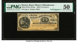 Serial Number 3 Mexico Banco Minero Chihuahuense 25 Centavos 1880 Pick S172a M145a PMG About Uncirculated 50. Previously mounted.

HID09801242017

© 2...
