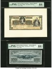 Mexico Banco Nacional 100 Pesos ND (1885-89; 1885-1911) Pick S261p1; S261p2 Front and Back Proofs PMG Choice Uncirculated 64; Choice Uncirculated 64 E...