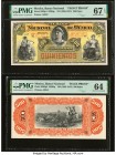 Mexico Banco Nacional de Mexico 500 Pesos ND (1885-1913) Pick S262p1; S262p2 Front and Back Proofs PMG Superb Gem Unc 67 EPQ; Choice Uncirculated 64. ...