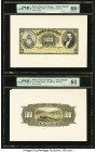 Mexico Banco De Hidalgo 100 Pesos ND (1904-09; 1904-14) Pick S309p1; S309p2 Front and Back Proofs PMG Superb Gem Unc 68 EPQ; Choice Uncirculated 64. P...