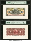 Mexico Banco Oriental 2 Pesos ND (1914) Pick S380p1; S380p2 Front and Back Proofs PMG Superb Gem Unc 67 EPQ (2). Printer's annotations mentioned on bo...