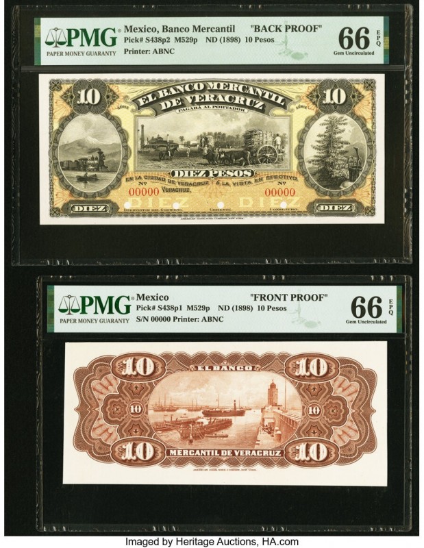 Mexico Banco Mercantil De Veracruz 10 Pesos ND (1898) Pick S438p1; S438p2 Front ...