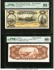 Mexico Banco Mercantil De Veracruz 10 Pesos ND (1898) Pick S438p1; S438p2 Front and Back Proofs PMG Gem Uncirculated 66 EPQ (2). Printer's annotations...