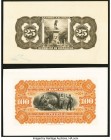 Mexico and Nicaragua Pair of American Banknote Company Back Proofs Crisp Uncirculated. Printer's annotations and a pinhole are noted on the Nicaragua ...