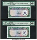 Oman Sultanate of Muscat and Oman 1/2 Rial Saidi ND (1970) Pick 3a Two Consecutive Examples PMG Gem Uncirculated 66 EPQ (2). 

HID09801242017

© 2020 ...