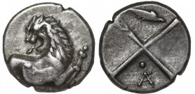 THRACE. Chersonesos. Hemidrachm (Circa 386-338 BC).
Obv: Forepart of lion right, head left.
Rev: Quadripartite incuse square with alternating raised a...