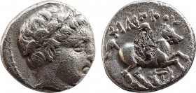 KINGS OF MACEDON. Philip III Arrhidaios. Hemidrachm. Amphipolis, 323-318 BC. Obv: Laureate head of Apollo right. Rev: ΦIΛIΠΠOY, rider on horseback rig...