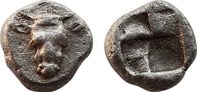 TROAS. Lamponeia. Hemiobol (5th century BC). Obv: Boukranion. Rev: Quadripartite...