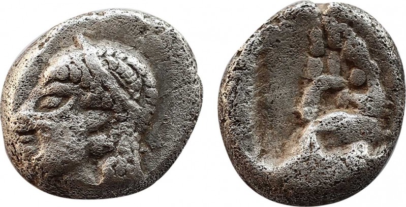 IONIA. Phokaia. Obol (Circa 625/0-522 BC).
Obv: Female head left, wearing helmet...