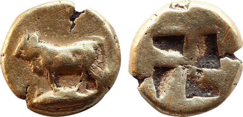 MYSIA. Kyzikos. (Circa 500-450 BC). Hekte. Obv: Bull kneeling to left on tunny. ...