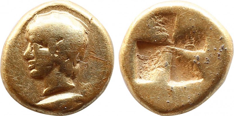 MYSIA. Kyzikos. 1/24 Stater (Circa 500-450 BC).
Obv: Male head left.
Rev: Quadri...